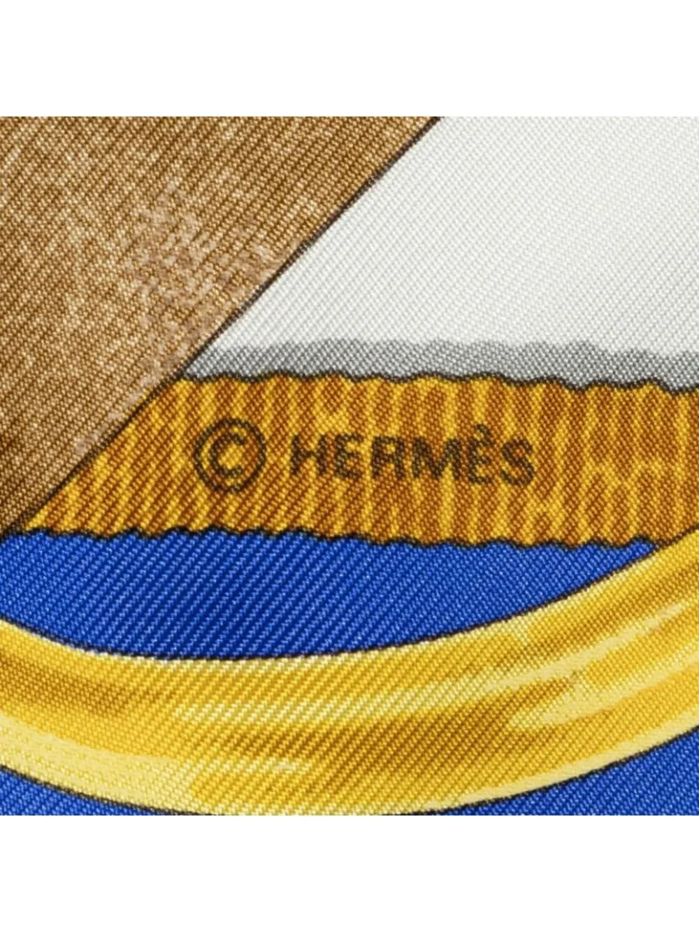 Hermes Scarf Blue Pink Gold 100% Twill Silk
